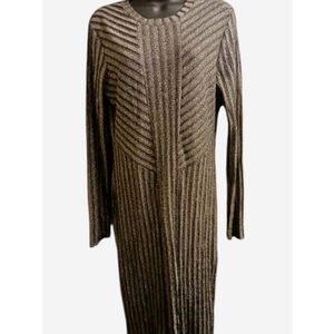 H&M Women's Silver and Black Metallic Ribbed Maxi Dress - Size L - JC432